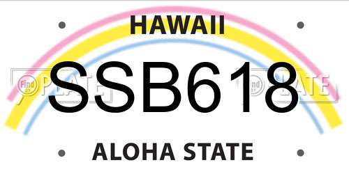 SSB618 Hawaii License Plate