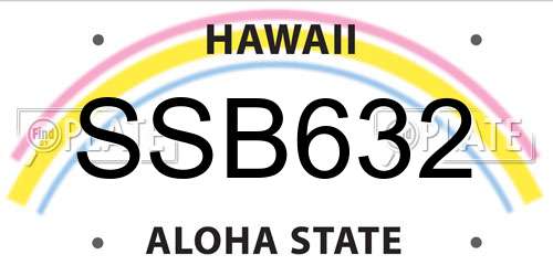 SSB632 Hawaii License Plate