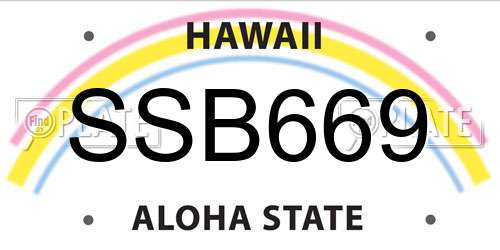 SSB669 Hawaii License Plate