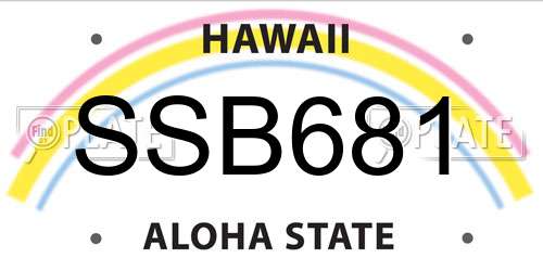 SSB681 Hawaii License Plate