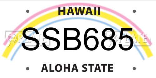 SSB685 Hawaii License Plate