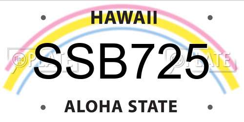 SSB725 Hawaii License Plate