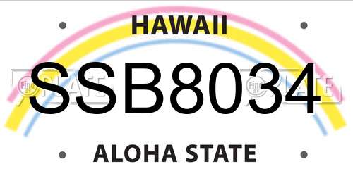 SSB8034 Hawaii License Plate