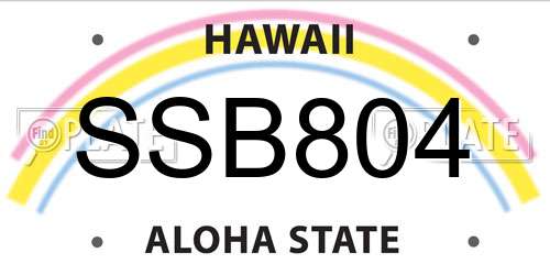 SSB804 Hawaii License Plate