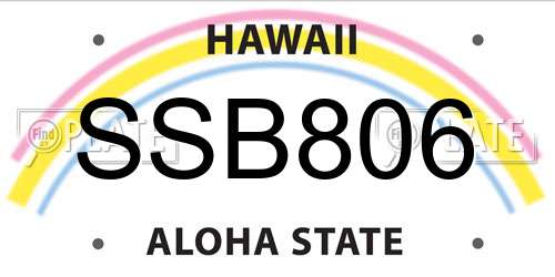 SSB806 Hawaii License Plate