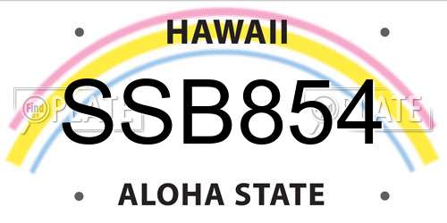SSB854 Hawaii License Plate