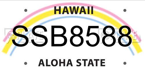SSB8588 Hawaii License Plate