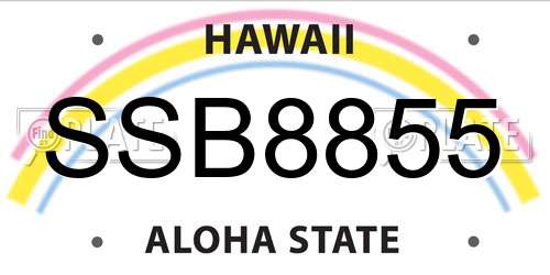 SSB8855 Hawaii License Plate