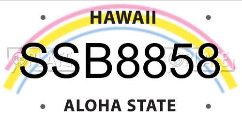 SSB8858 Hawaii License Plate