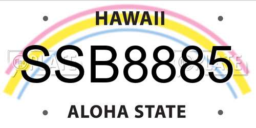 SSB8885 Hawaii License Plate