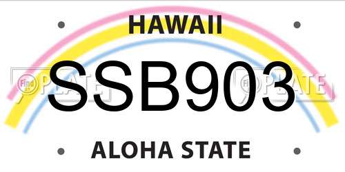 SSB903 Hawaii License Plate