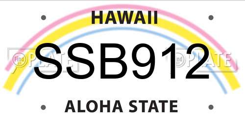 SSB912 Hawaii License Plate