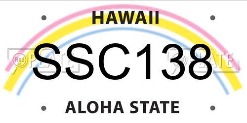 SSC138 Hawaii License Plate