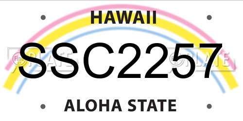 SSC2257 Hawaii License Plate