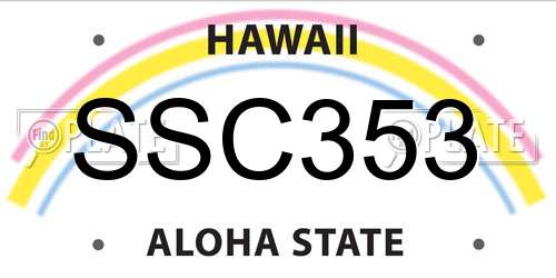 SSC353 Hawaii License Plate