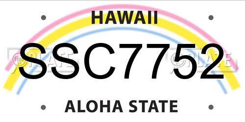 SSC7752 Hawaii License Plate