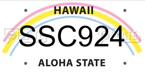 SSC924 Hawaii License Plate