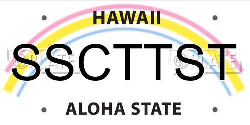 SSCTTST Hawaii License Plate