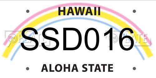 SSD016 Hawaii License Plate