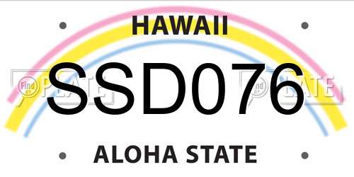 SSD076 Hawaii License Plate