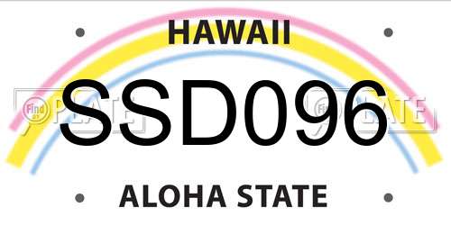 SSD096 Hawaii License Plate