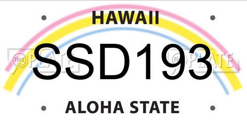 SSD193 Hawaii License Plate