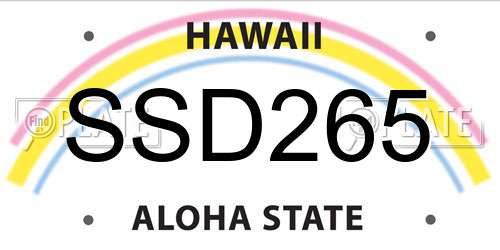 SSD265 Hawaii License Plate