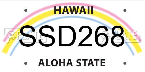 SSD268 Hawaii License Plate