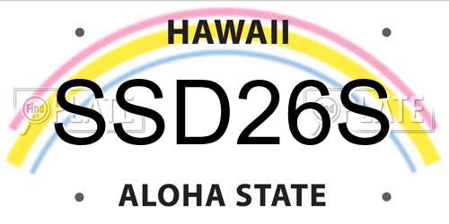SSD26S Hawaii License Plate