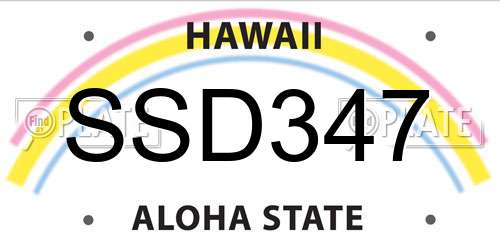 SSD347 Hawaii License Plate