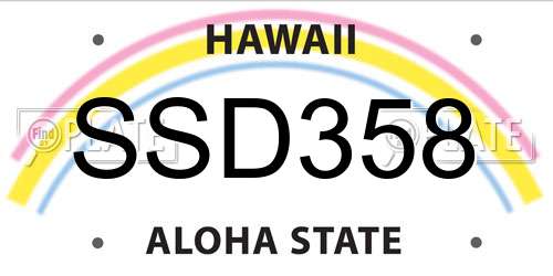SSD358 Hawaii License Plate