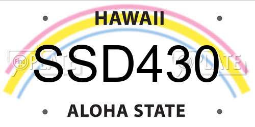 SSD430 Hawaii License Plate