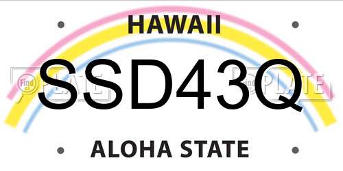 SSD43Q Hawaii License Plate