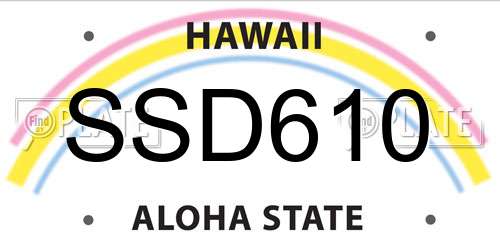 SSD610 Hawaii License Plate