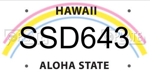 SSD643 Hawaii License Plate