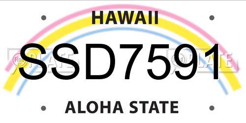 SSD7591 Hawaii License Plate