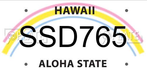 SSD765 Hawaii License Plate