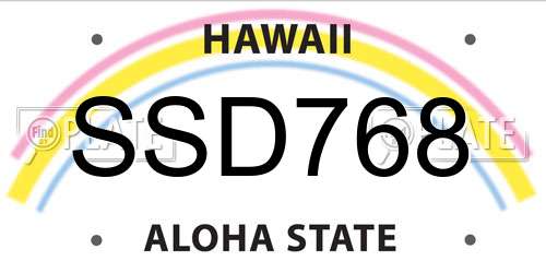 SSD768 Hawaii License Plate