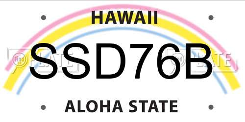 SSD76B Hawaii License Plate