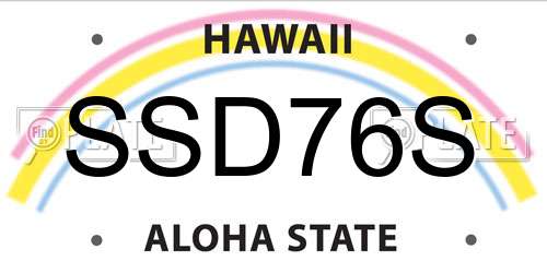 SSD76S Hawaii License Plate