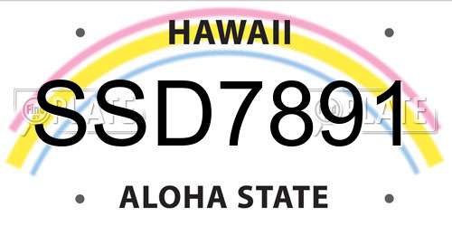 SSD7891 Hawaii License Plate