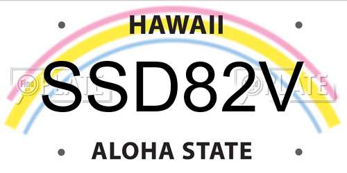 SSD82V Hawaii License Plate