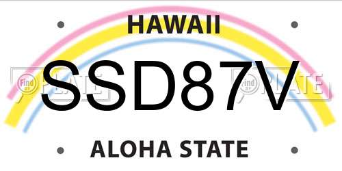 SSD87V Hawaii License Plate