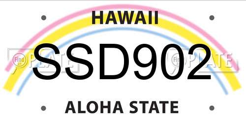 SSD902 Hawaii License Plate