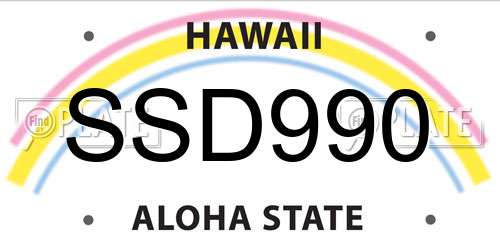 SSD990 Hawaii License Plate