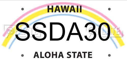 SSDA30 Hawaii License Plate