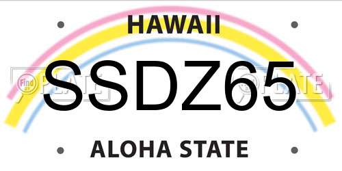SSDZ65 Hawaii License Plate