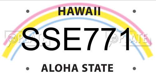 SSE771 Hawaii License Plate