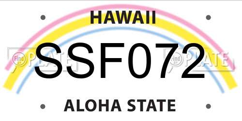 SSF072 Hawaii License Plate