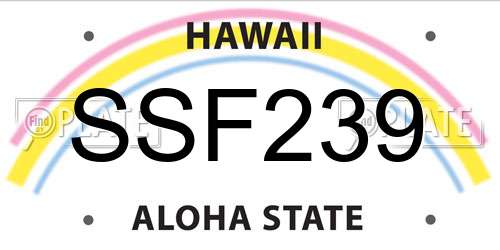 SSF239 Hawaii License Plate